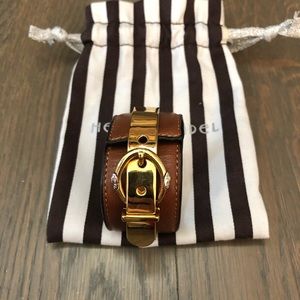 Henri Bendel Leather/Gold Bracelet